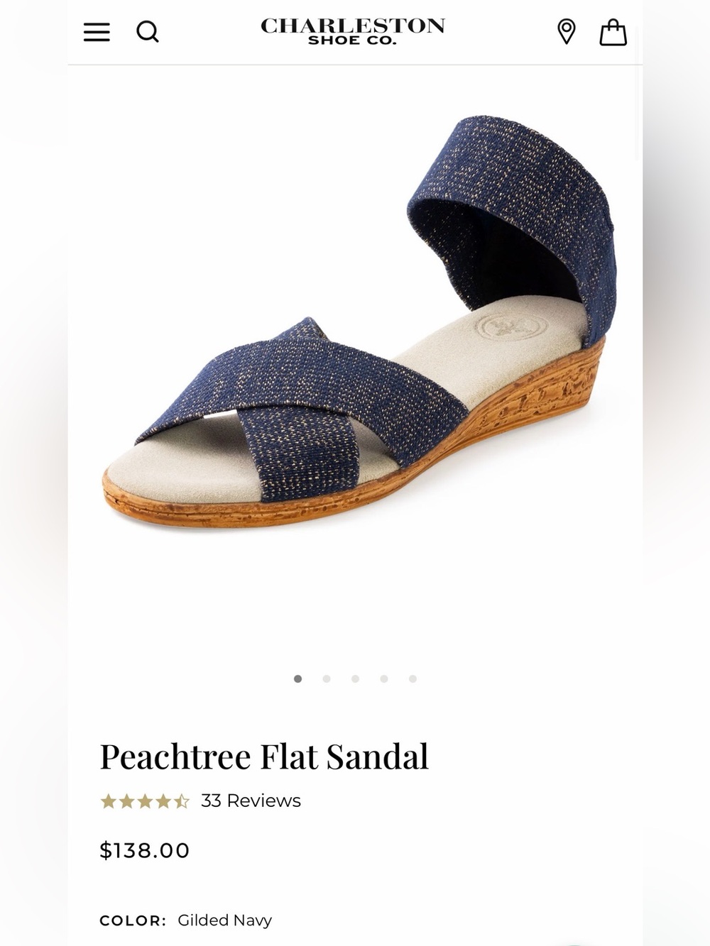 CHARLESTON SHOE CO. Peachtree Flat Sandal — Gilded Navy